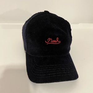 Noah Script Logo Corduroy 5-Panel Navy Adjustable Hat